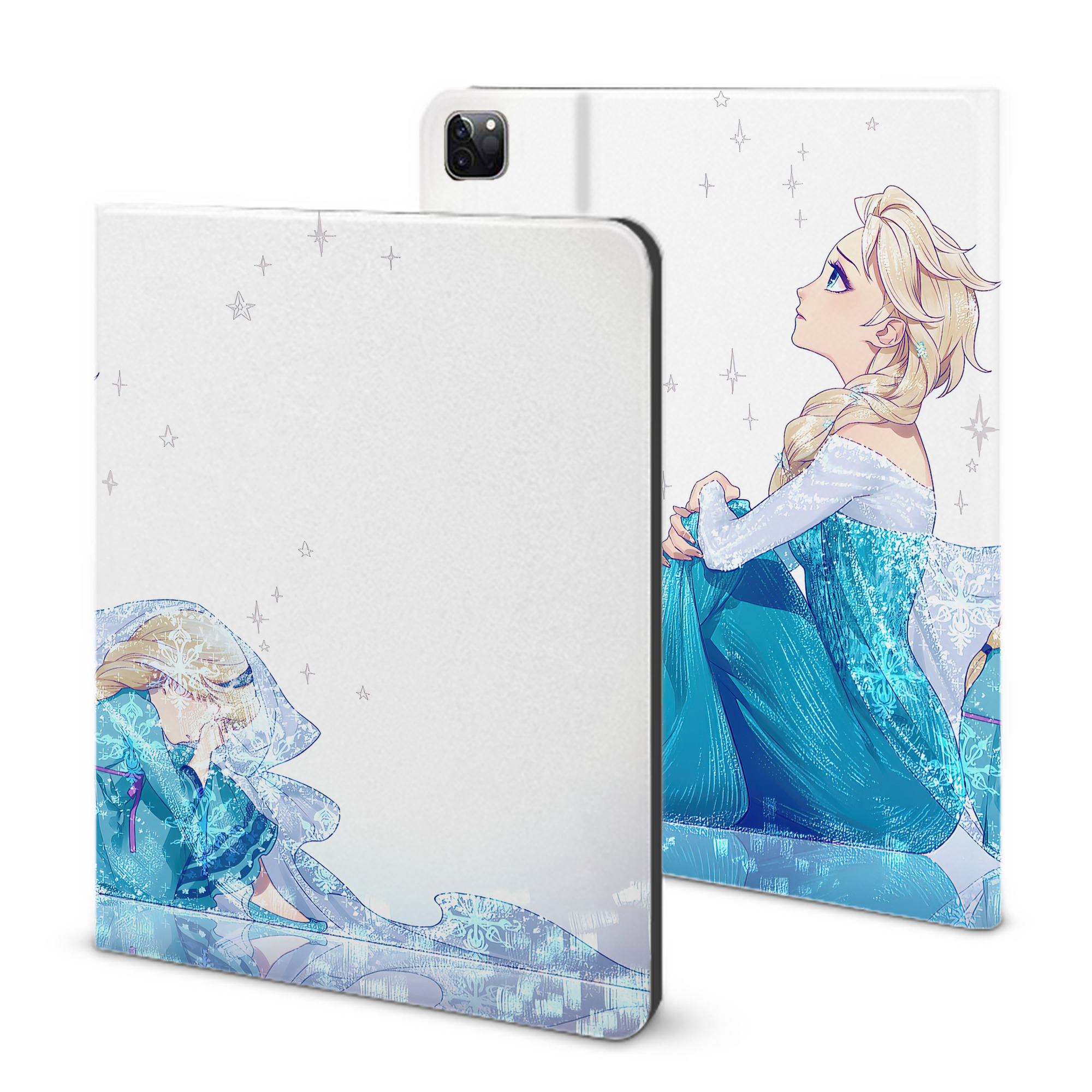 （画像用） アナと雪の女王 アンナ エルサ Frozen Anna Elsa IPad ケース ブック型 PUレザー TPU 耐衝撃 軽量 薄型 ペン収納なし 全面保護 IPad 各モデル対応